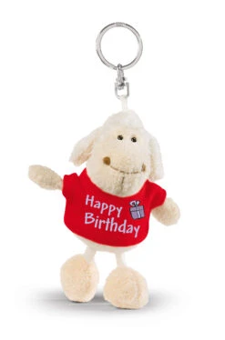 Nici 32322 Schlüsselanhänger Schaf Weiß T-Shirt Rot "Happy Birthday" Ca 10cm