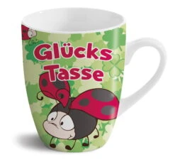 Nici 41642 Porzellantasse GlücksTasse Marienkäfer & Kleeblatt