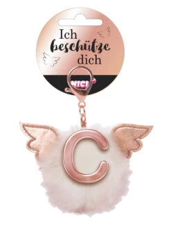 Nici 46972 Taschenanhänger Schutzbommel Mit Flügeln + Pompon Metallbuchstabe C