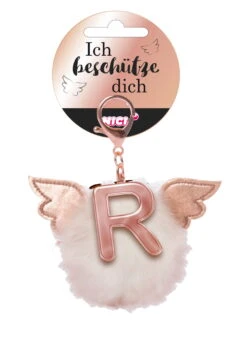 Nici 46986 Taschenanhänger Schutzbommel Mit Flügeln + Pompon Metallbuchstabe R