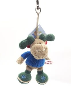 Nici 23906 Anhänger Mit Karabiner Plüsch 12cm Elch Detlef - Blau